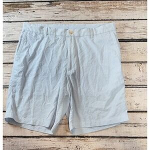 Peter Millar Shorts‎ Mens 36x9" Blue White Featherweight Seersucker Striped Golf